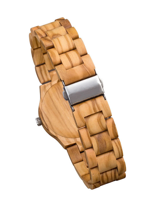 Bewell Eos Watch with Gold Wooden Bracelet