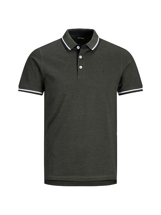 Jack & Jones Bluza Bărbătească cu Mânecă Scurtă Polo Noaptea pădurii