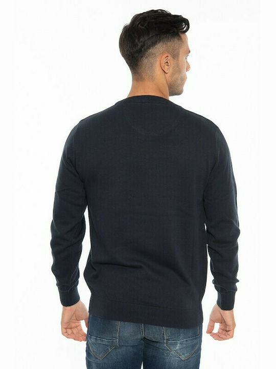 Double Men's Long Sleeve Sweater Navy Blue