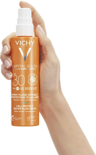 Vichy Capital Soleil Cell Protect Water Fluid Cremă de Corp cu Protecție Solară SPF30 Spray 200ml