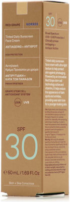 Korres Κόκκινο Σταφύλι Sonnenschutz Creme Für das Gesicht SPF30 mit Farbe 50ml