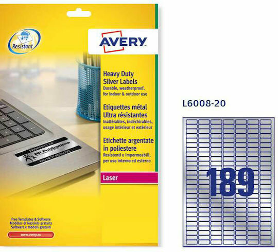Avery 3780 Αυτοκόλλητες Ετικέτες Α4 Ορθογώνιες 25.4x10mm