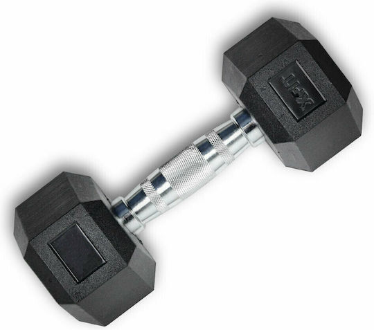 X-FIT Hexagonal Rubber Dumbbell Rubber Hexagon Dumbbell 1 x 9kg