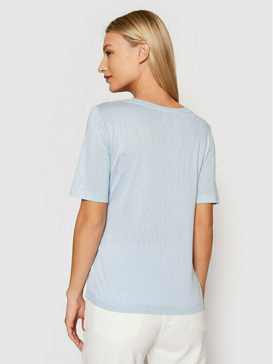 Only Women's T-shirt with V Neck Cashmere Blue