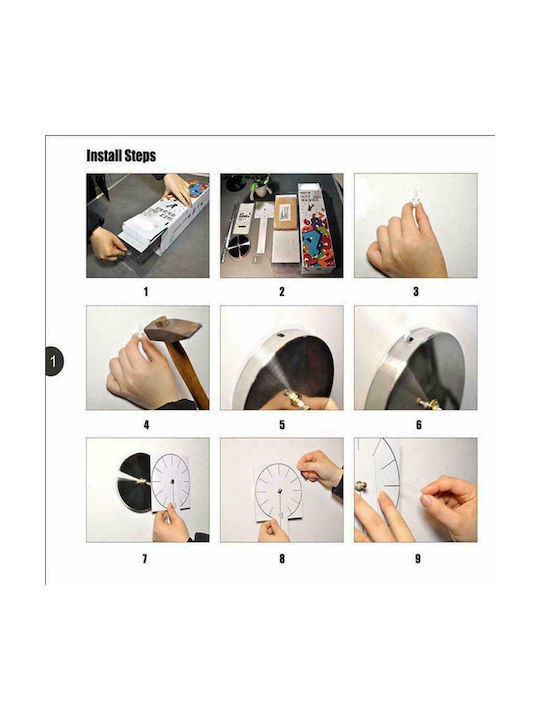 3D Silent Ceas de Perete Autocolantă Plastic Negru