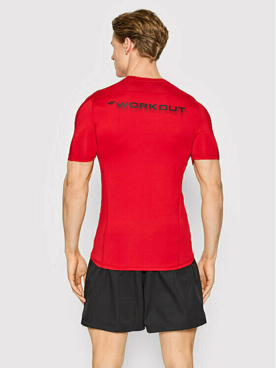 4F Herren T-Shirt Kurzarm Rot