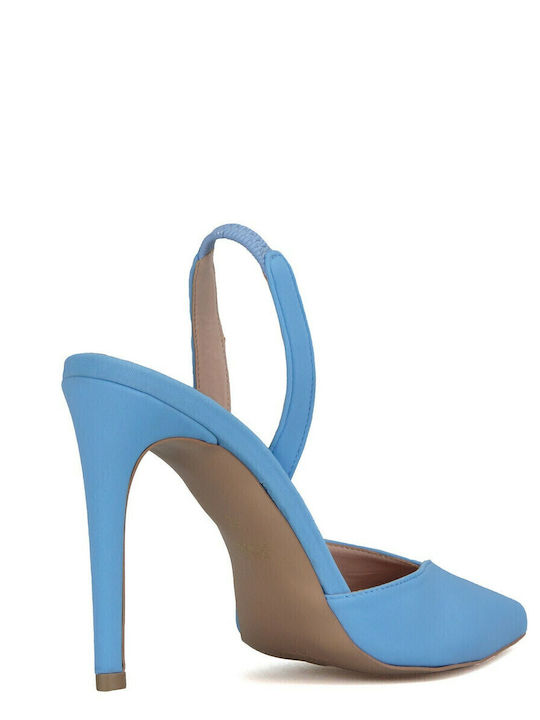 Leder Pumps mit Riemchen Hellblau