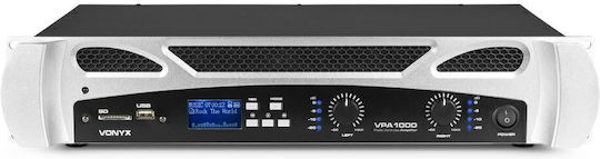 Vonyx VPA1000 PA Power Amplifier 2 Channels 500W/4Ω with Cooling System Equipped with USB/Bluetooth Black