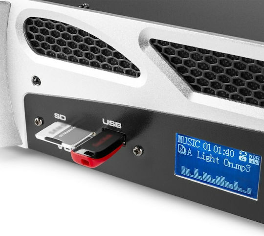 Vonyx VPA1000 Leistungsverstärker PA-Verstärker 2 Kanäle 500W/4Ω mit Kühlungssystem und USB/Bluetooth-Anschlüssen in Schwarz Farbe