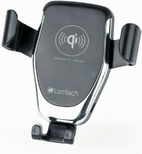 Lamtech Car Mobile Mount with Adjustable Hooks and Wireless Charging Black