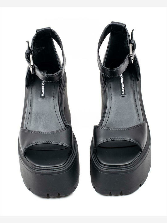 Flaws Leather Sandals Black