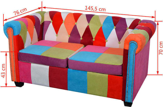 Chesterfield Doppelsitzer Sofa Mehrfarbiger 145.5x76x70cm