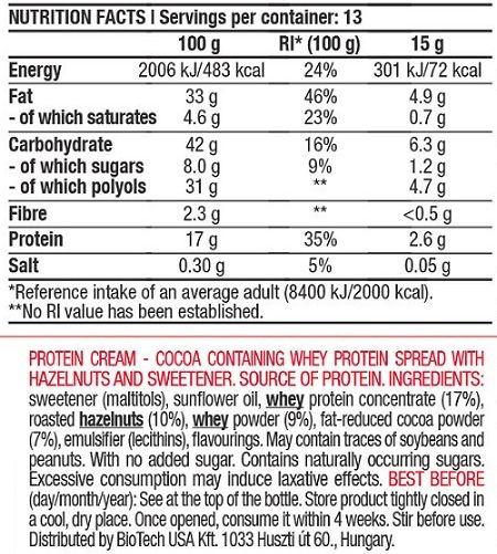 Biotech USA Bread Spread Protein Creamwith Extra Protein with White Chocolate 400gr