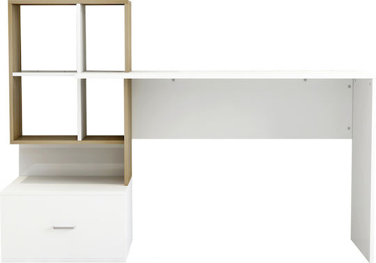 Schreibtisch Syndya Holz mit Bücherregal White / Sonoma 149x48x105cm