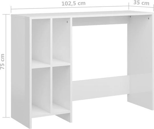 Schreibtisch Notebook Holz Weiß 102.5x35x75cm