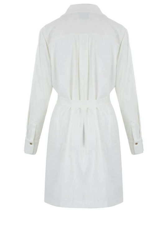 Summer Mini Shirt Dress Beige