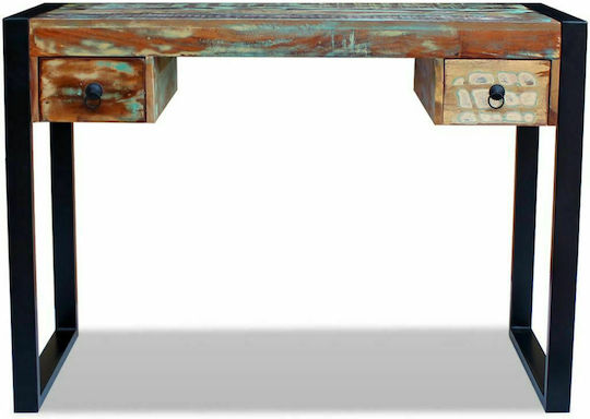 Бюро Vdxl от Масивно Дърво Многоцветно / Черно С Метални Крака 110x50x77см