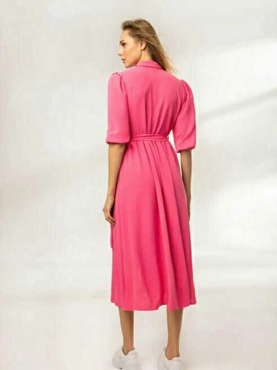Desiree Midi Shirt Dress Dress Short Sleeve Fuchsia