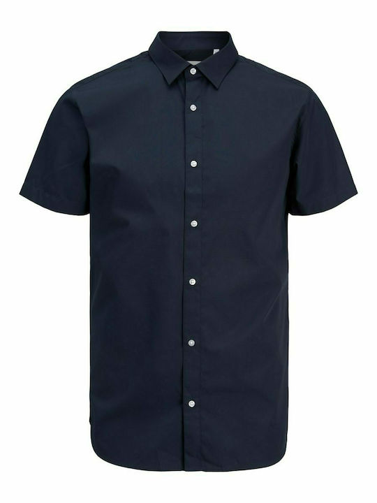 Short-sleeved Cotton Shirt Navy Blue