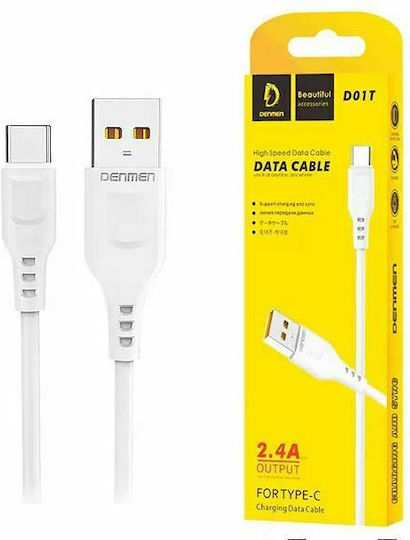 Denmen Denmen D01T USB 2.0 Cable USB-C male - USB-A Λευκό 1m