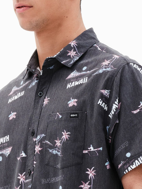 Short-sleeved Shirt Floral Black
