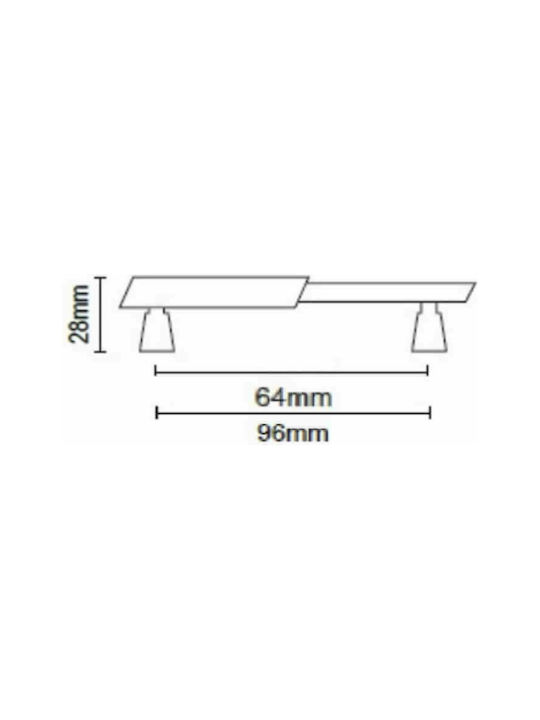Viometale 05.21 Handle Furniture made of Metallic Nickel Matte with Center Distance 64mm 1pcs