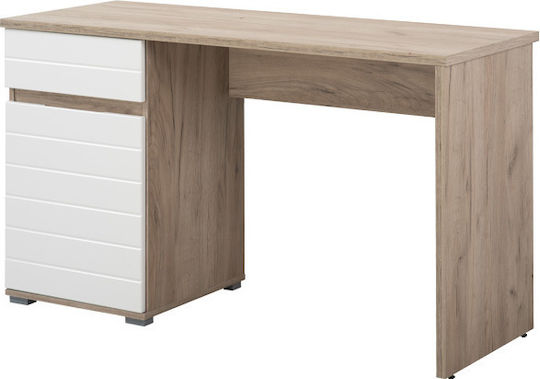 Birou Elan din Lemn Alb / Stejar 130x50x75.5cm