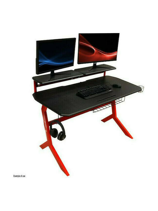 Gaming Office Wooden Black Red with Metal Legs 130x70x92.5cm