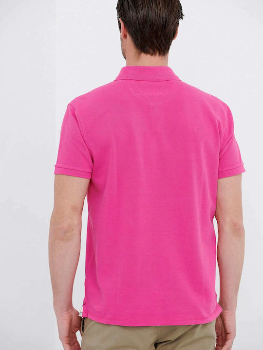 Funky Buddha Men's Short Sleeve Blouse Polo Fuchsia