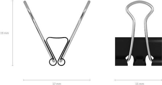 ErichKrause Metallic Clips 15mm Black 12pcs