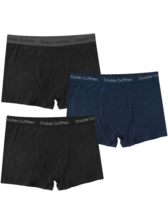 Double Herren Boxershorts Black / Blue / Grey 3Packung