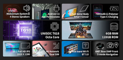 Teclast M40 Pro 10.1" Tablet με WiFi & 4G (6GB/128GB) Grey
