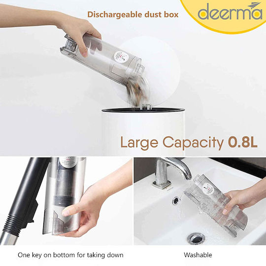 Deerma DX600 Ηλεκτρική Σκούπα 2 σε 1 Stick & Χειρός 600W Μαύρη