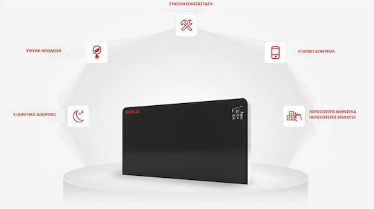 Phnix PFP-040V-CW Unitate de bobină de ventilație Subțire 1.9/2.5kW Etaj 90x13x67cm Negru