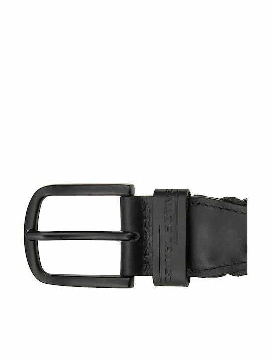 Men's Belt Leather Knitted Black