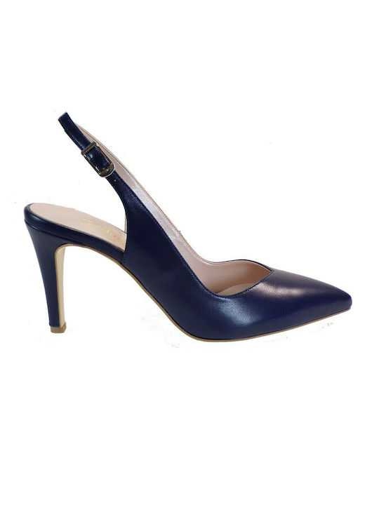 Fardoulis Pointed Toe Heel with Strap Blue