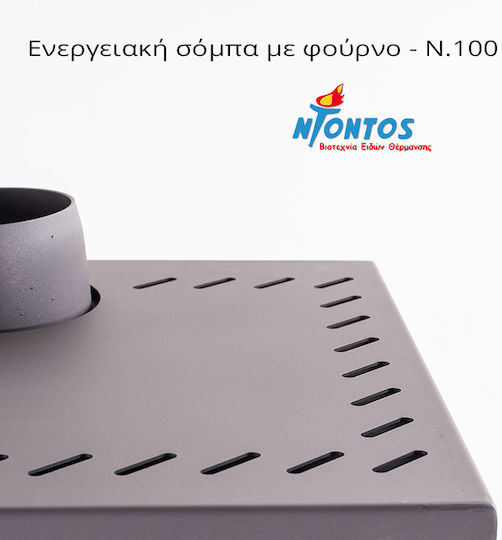 Ntontos N100 Oțel Soba pe lemne cu Cuptor 12.27kW Negru