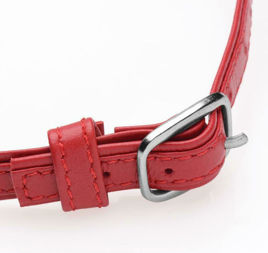 Master Series Heart Lock Leather Choker with Lock and Key AG762 Κολάρο Red