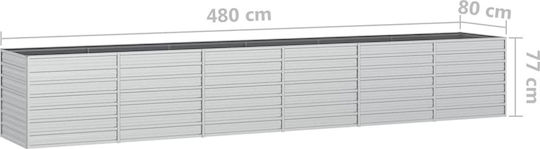 vidaXL Метална Кутия За Саксии Сребриста 480x80x77см