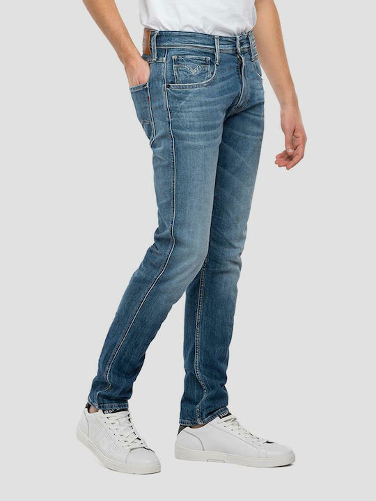 Anbass Men's Jeans Pants Elastic with Slim Fit Blue