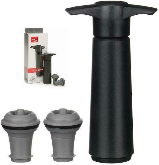 Vacu Vin Plastic Wine Saver with 2 Caps Black