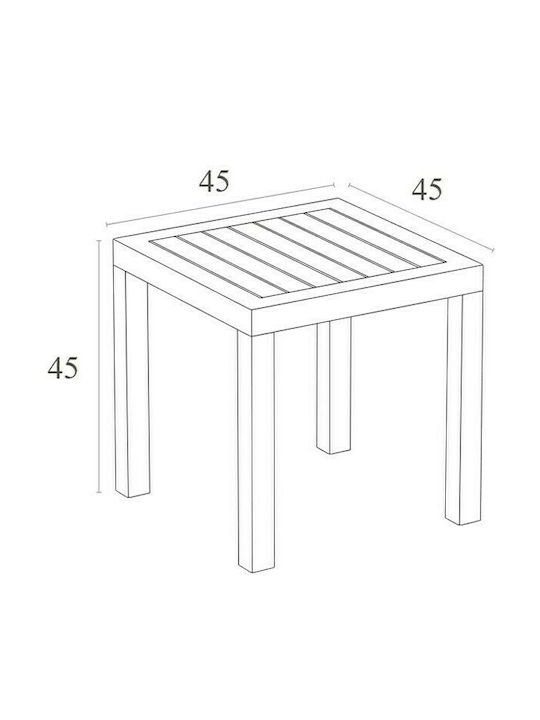 Ocean Auxiliary Outdoor Free Standing Polypropylene Table Silver Grey 45x45x45cm