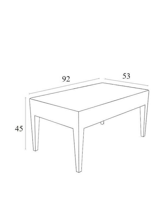 Miami Sitting Room Outdoor Free Standing Rattan Table White 92x53x45cm
