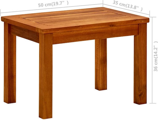 Sitting Room Table for Small Outdoor Spaces Made of Brown Acacia 50x35x36cm
