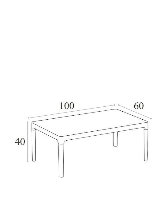 Sky Sitting Room Outdoor Free Standing Polypropylene Table Taupe 100x60x40cm