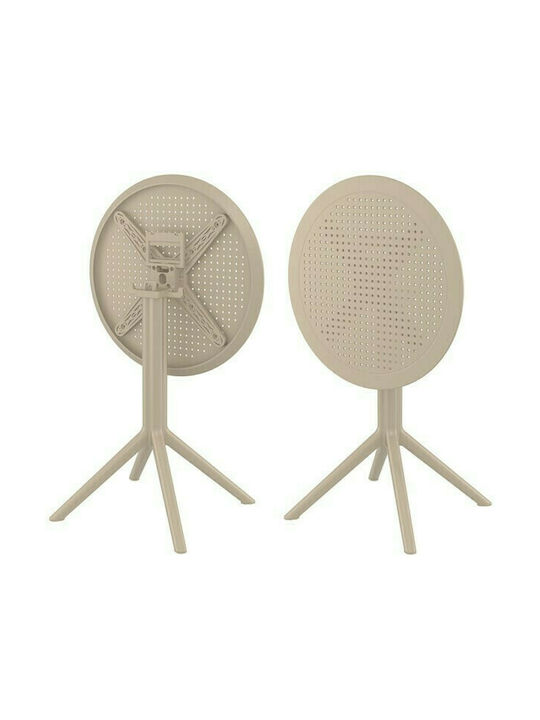 Sky Outdoor Dinner Foldable Polypropylene Table Taupe 60x60x74cm