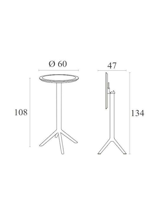 Sky Outdoor Bar Foldable Polypropylene Table Taupe 60x60x108cm