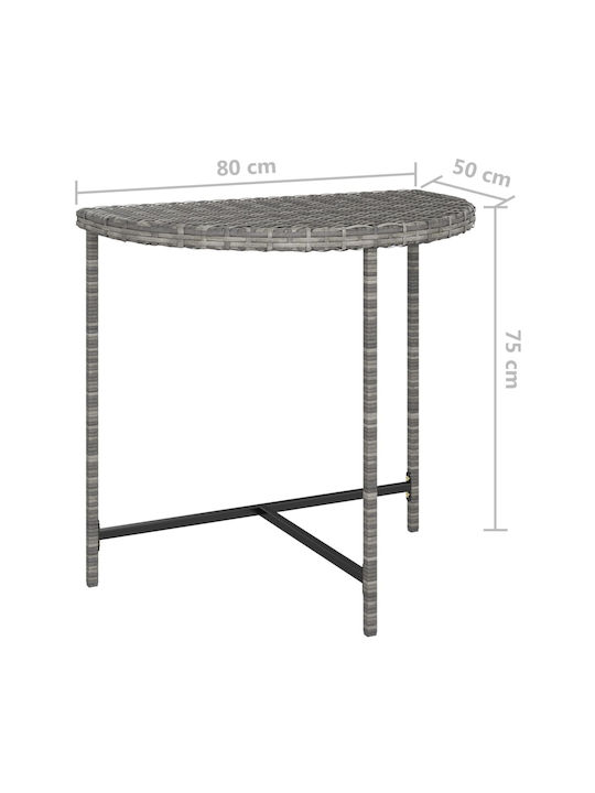 Auxiliary Garden Table for Small Outdoor Spaces Rattan Grey 80x50x75cm