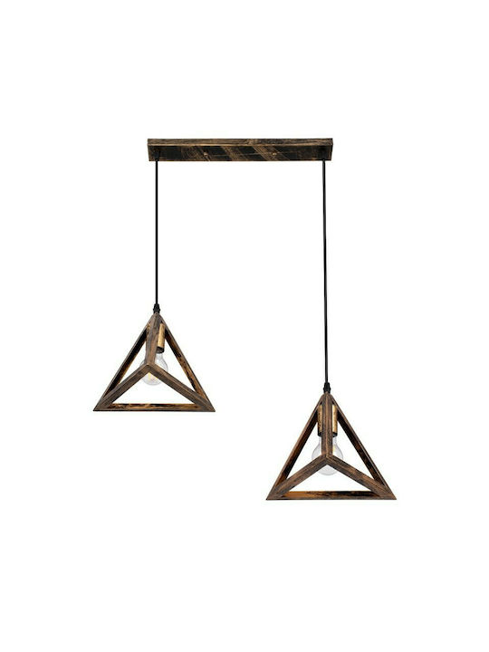 GloboStar Triangle Висящо Осветително Тяло Бронзов Мрежа с Цокъл E27 60x22x130см.
