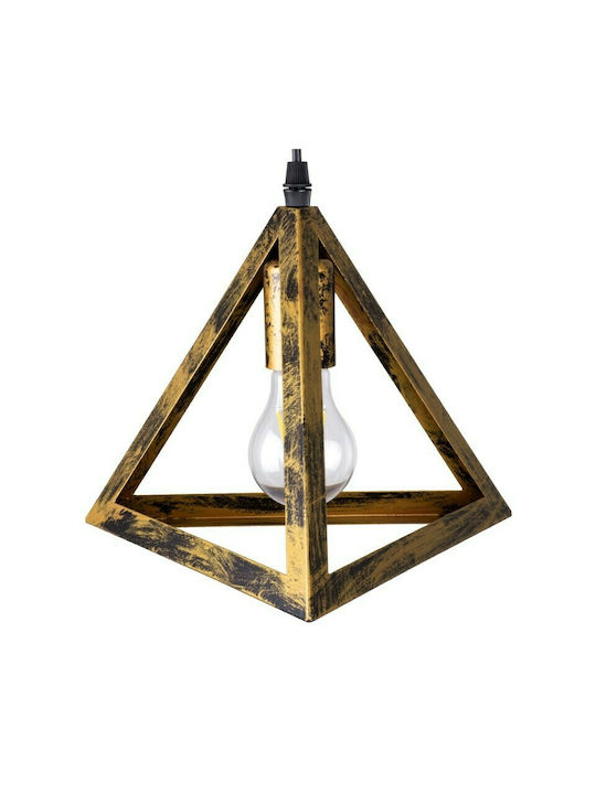 GloboStar Triangle Висящо Осветително Тяло Бронзов Мрежа с Цокъл E27 60x22x130см.